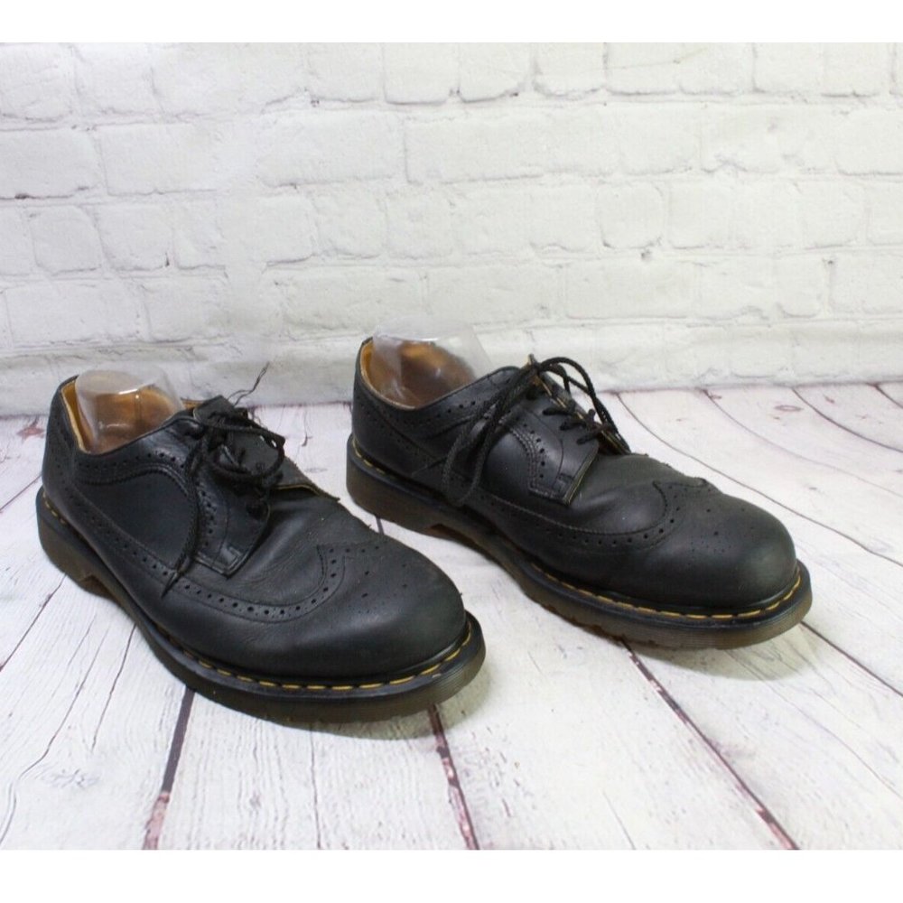 Dr Martens Brogue Black Leather Wingtips Lace up Oxford Shoes Size M 14 L 15 - Picture 3 of 9